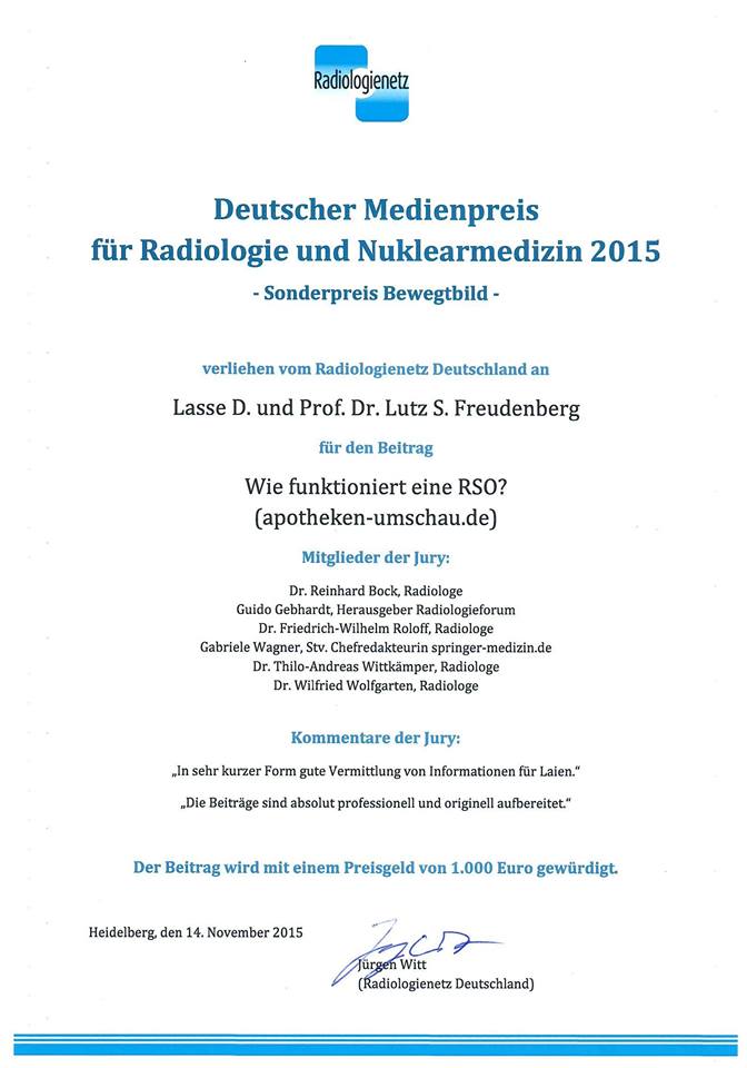 Deutscher Medienpreis für Radiologie und Nuklearmedizin 2015
